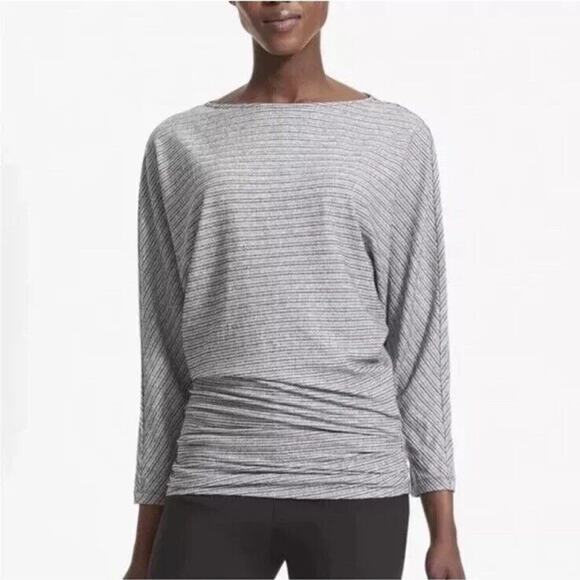 MM. Lafleur The Justine Top Galaxy Black Side Ruched Stripe Dolman Small Ae6 - Picture 1 of 6